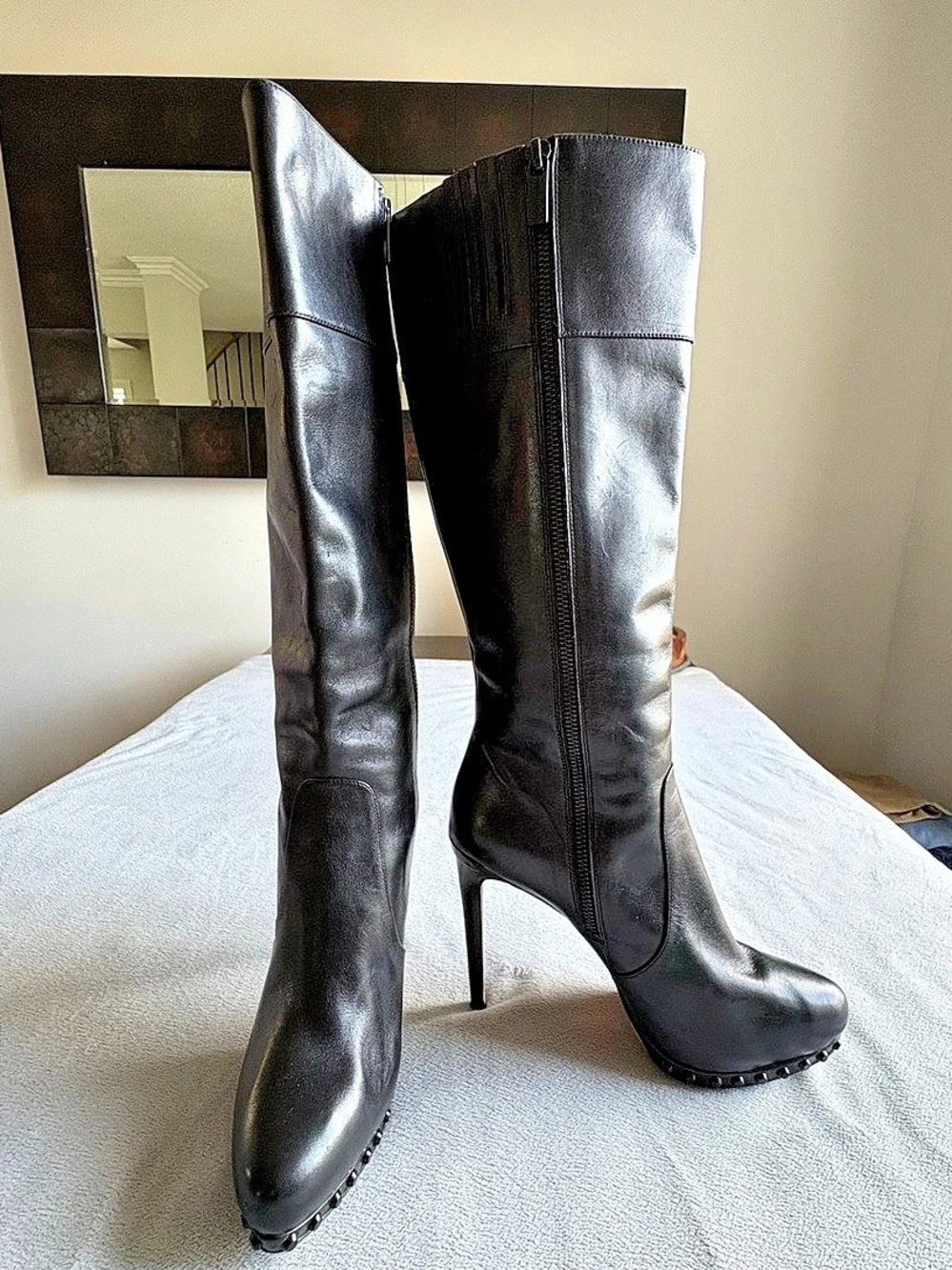 Michael Kors Ailee Tall Boot Over-the-Knee Studded Boots in Black size 8